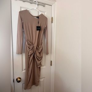 Jluxbasix Beige Modern Lovers Midi Dress!